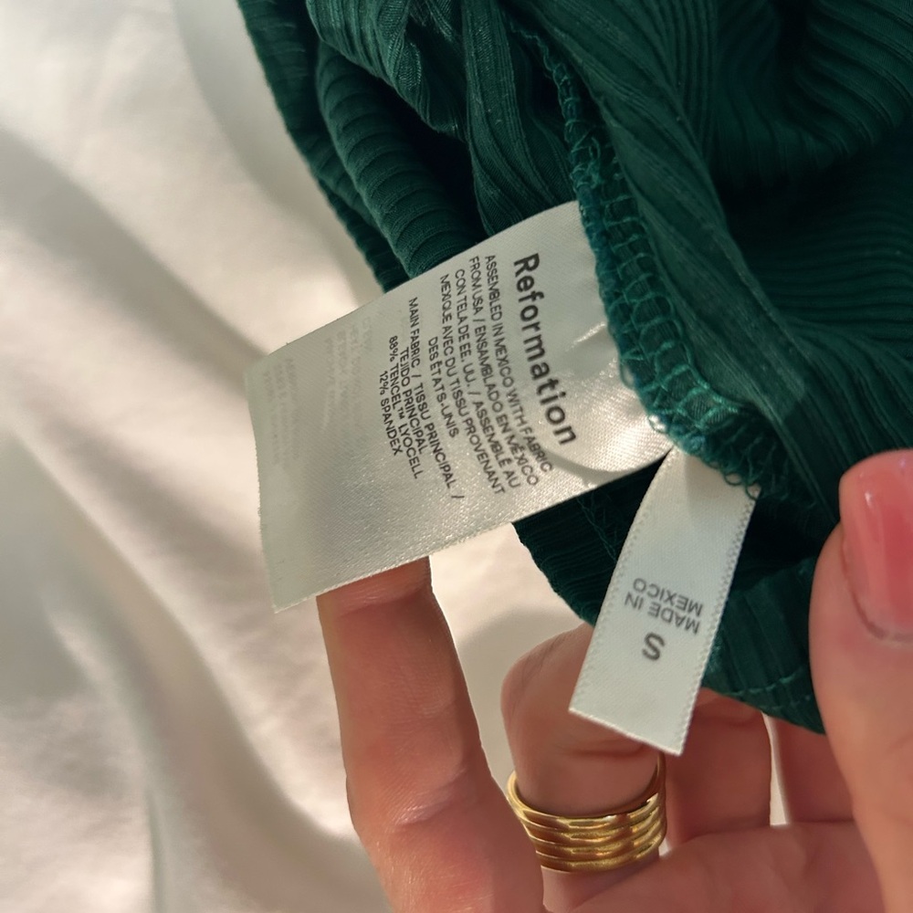Reformation Square Neckline Green Ribbed Tank Top Sz S - Picture 6 of 6